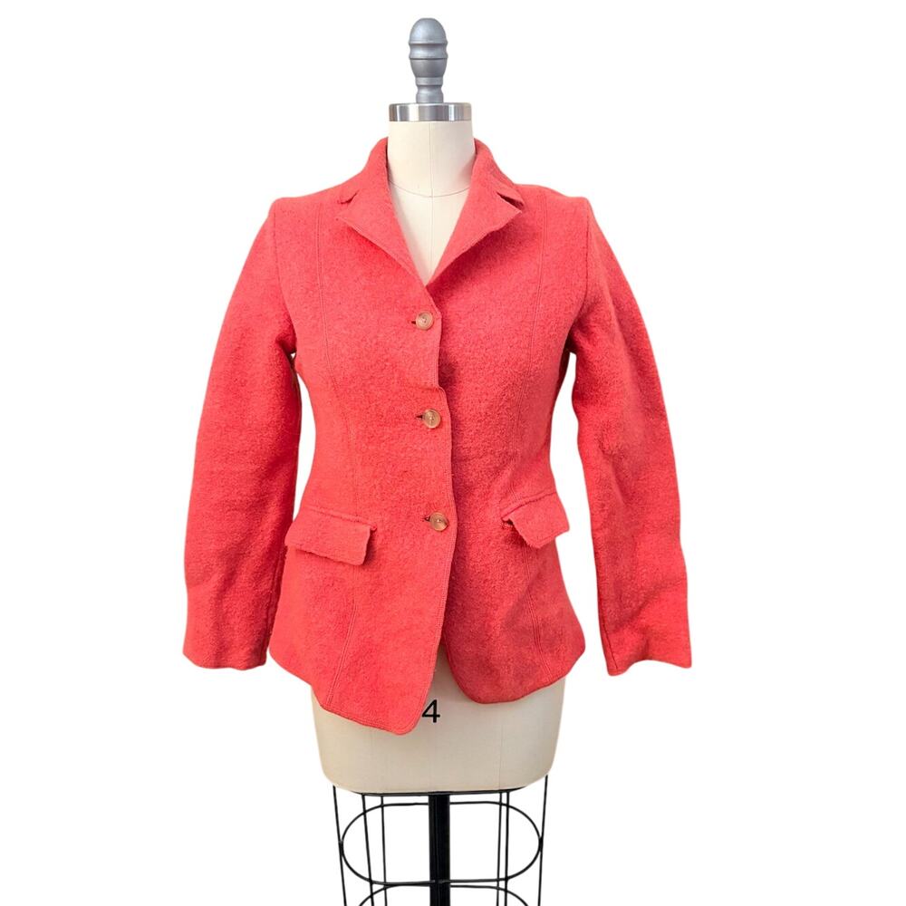 Lands' End 100% Wool Blazer Jacket Coral Pink Petite 4P Tailored - Picture 2 of 11